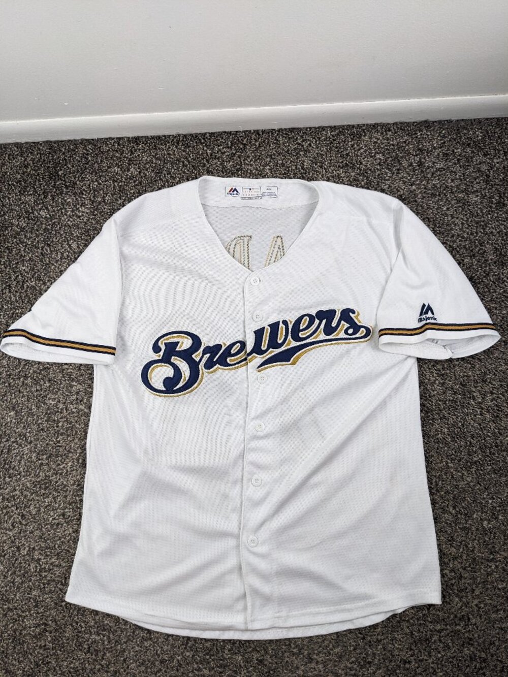 Milwaukee Brewers Josh Hader Jersey Majestic Cool Base Sewn White Mens Medium